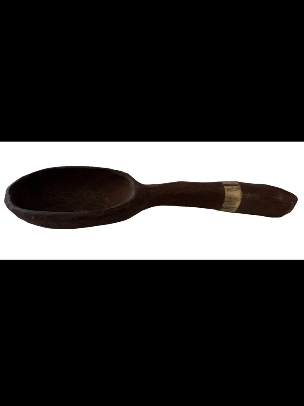 Hand Carved Wooden Spoon Rustic Primitive Folk Art Decor Dark Wood 6 Inch